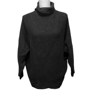 Oversized Soft Cozy Dolman Sleeve Turtleneck Black Sweater Women's Large